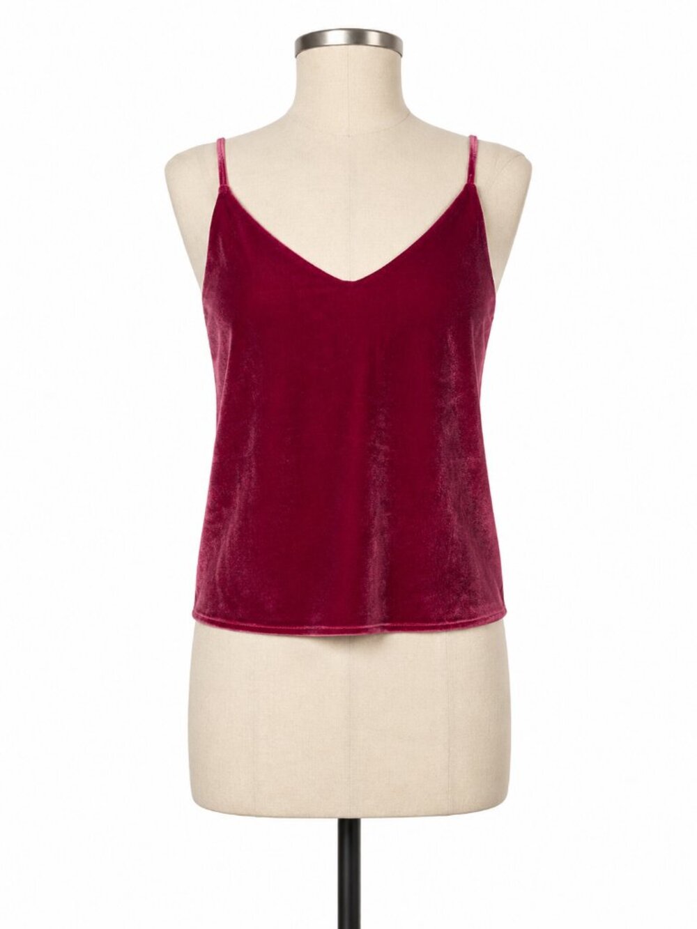 Space 45 Velvet Camisole Spaghetti Strap Tank Burgundy S
